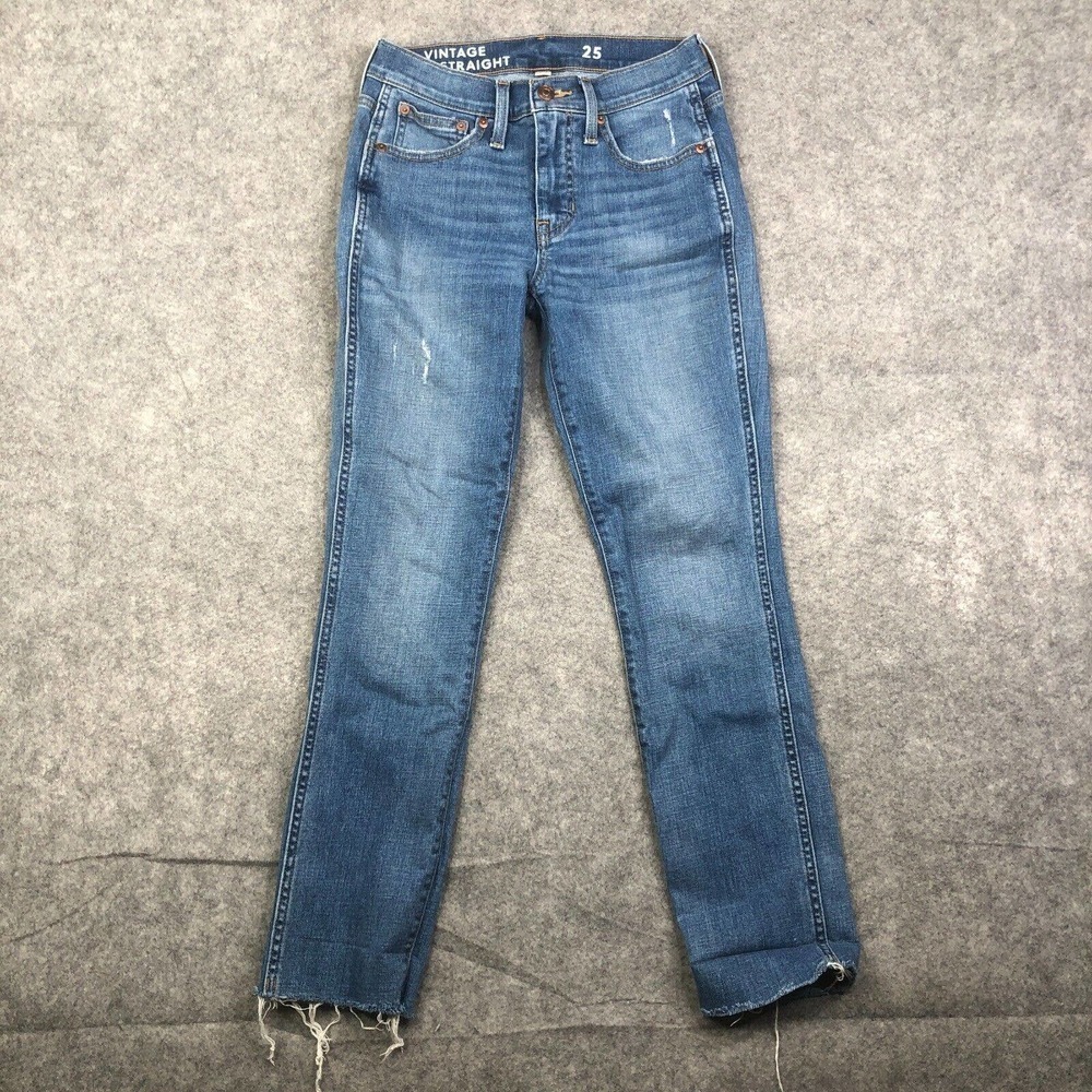 J Crew Womens Vintage Slim Straight Med Wash Jeans BD358 Stretch Size 25